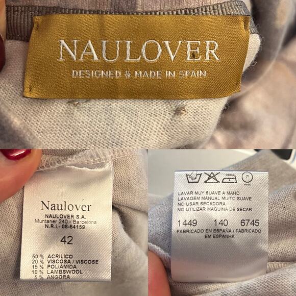 NAULOVER Sheath Knit Dress Turtleneck Wool Angora Long Sleeves Neutrals 42 Large - Picture 4 of 11